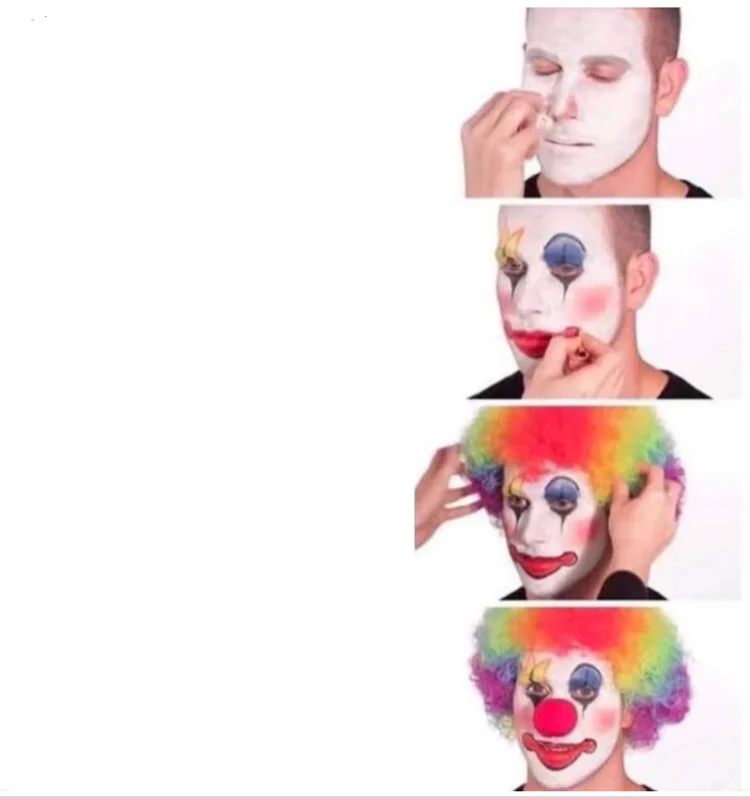 Clown Applying Makeup meme template thumbnail