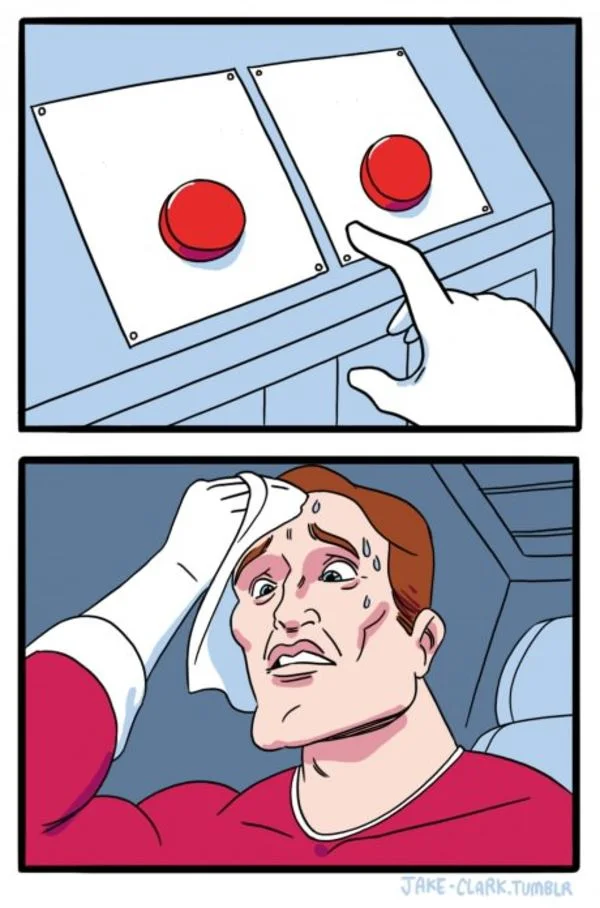 Two Buttons meme template thumbnail