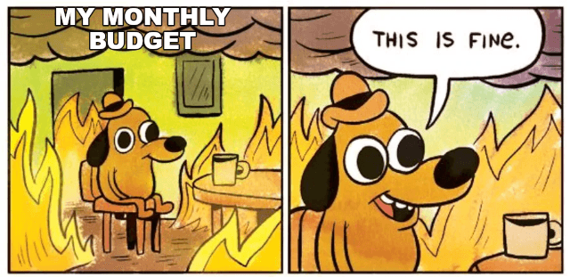 This Is Fine example: MY MONTHLY BUDGET