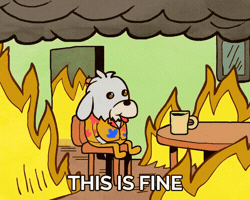 This Is Fine dog surrounded by fire