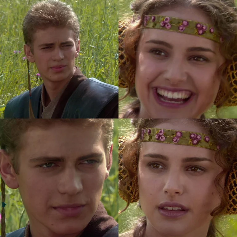 Blank four-panel Anakin and Padme For the Better Right meme template