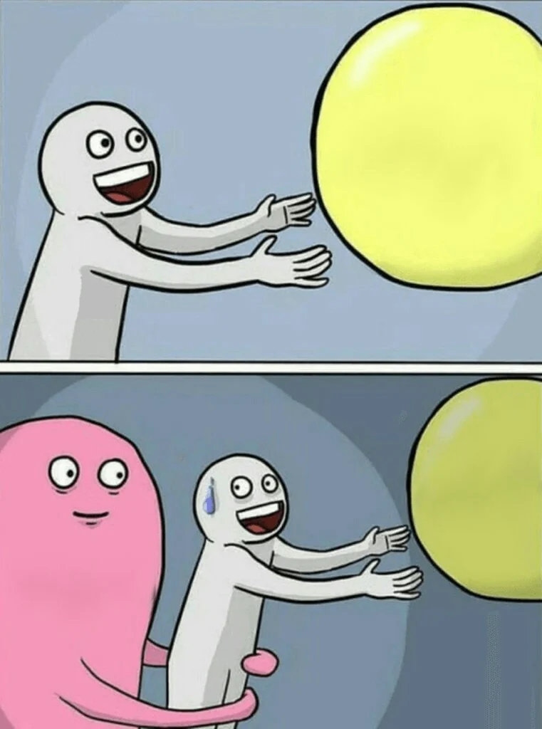 Blank Running Away Balloon three-panel meme template